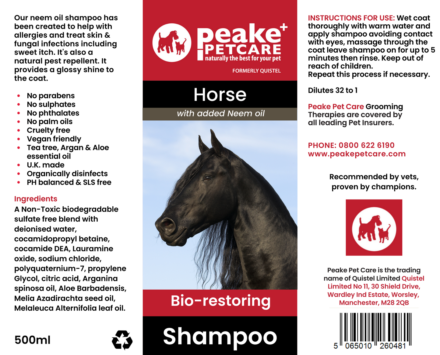Horse Bio-restoring Shampoo - 500ml - 1L - 5L